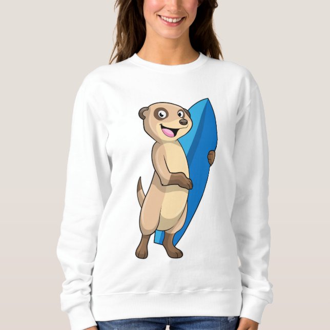 Meerkat as Surfer med Surfboard T Shirt (Framsida)