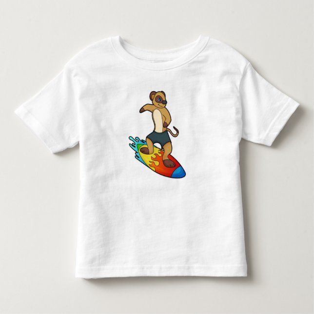 Meerkat as Surfer med Surfboard T Shirt (Framsida)