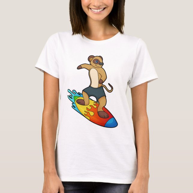 Meerkat as Surfer med Surfboard T Shirt (Framsida)