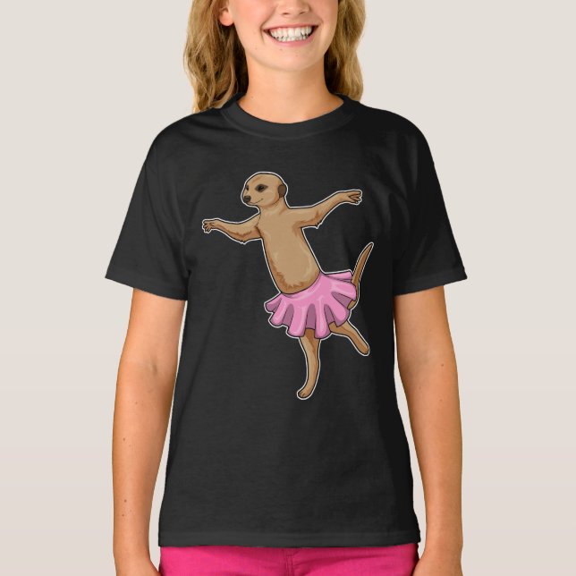 Meerkat Ballerina Ballet Dance T Shirt (Framsida)