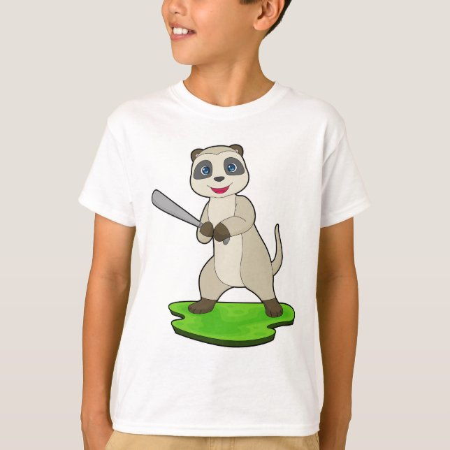 Meerkat Baseball Baseball bat T Shirt (Framsida)