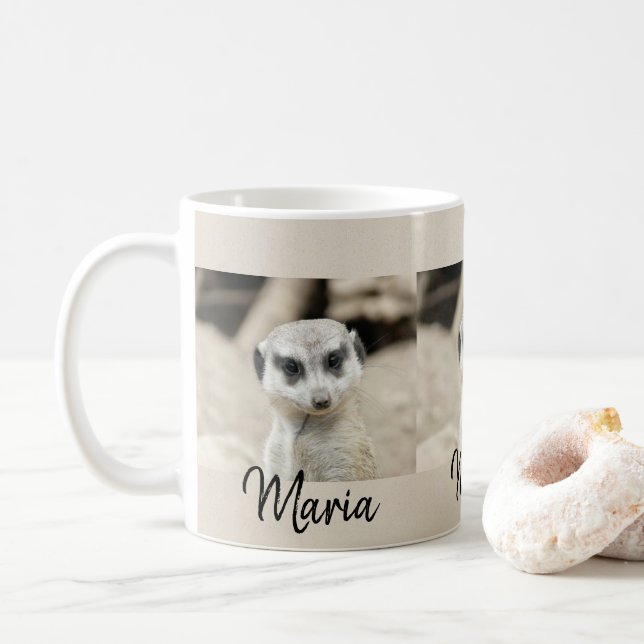 Meerkat Beige Black Mugg (Med munk)