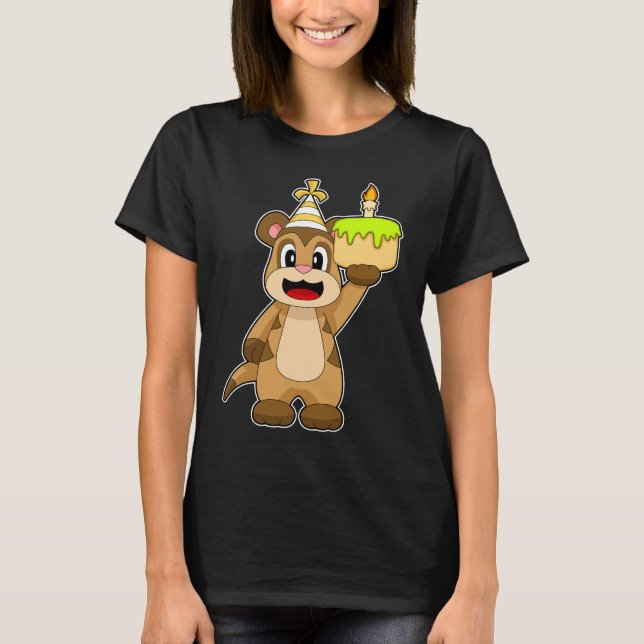 Meerkat Birthday Candle Cake T Shirt (Framsida)