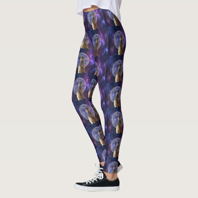 Meerkat Blue Nebula Måne Night Leggings (Vänster)