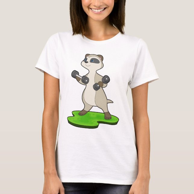 Meerkat Bodybuilder Dumbbells Bodybuilding T Shirt (Framsida)