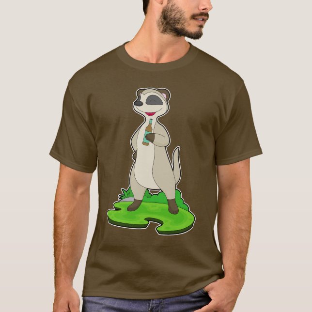 Meerkat Bottle Beer T Shirt (Framsida)