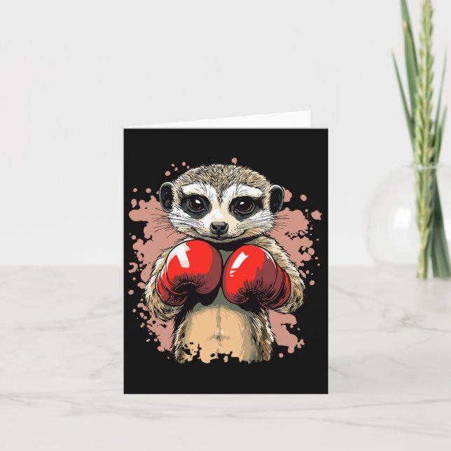 Meerkat Boxing Champion with Glove Redo Kort (Framsida)