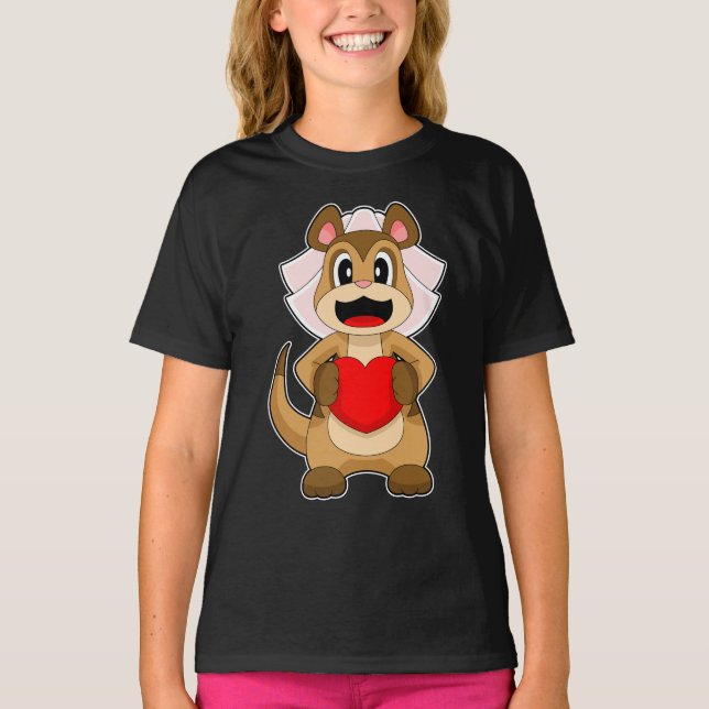 Meerkat Bride Heart Bröllop T Shirt (Framsida)