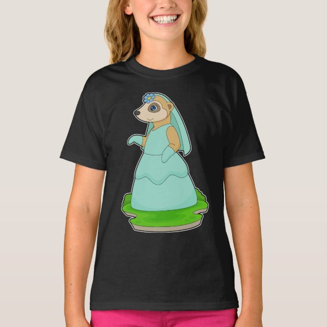 Meerkat Brudslöja Bröllop T Shirt (Framsida)