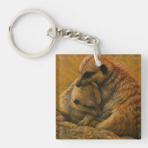 Meerkat Cuddle - Earth-Toned Wildlife Painting