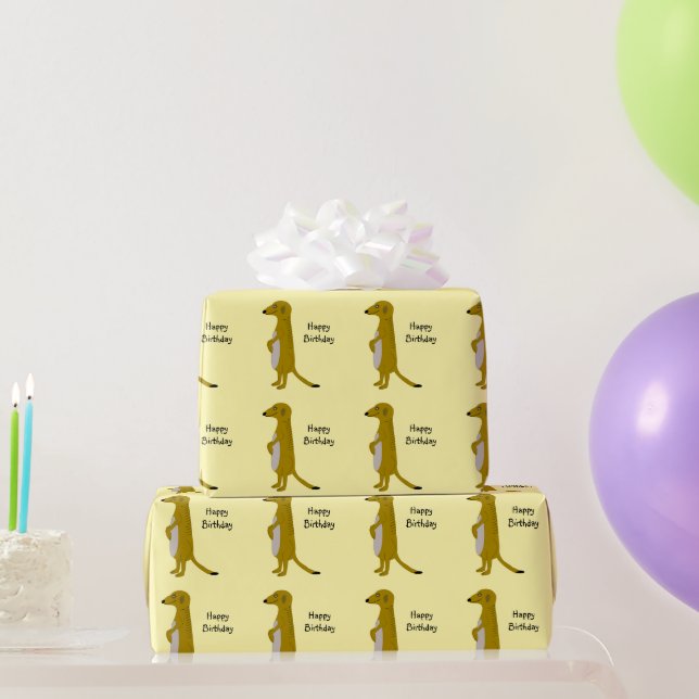 Meerkat Design Valfritt Bakgrundsfärg Födelsedagsp Presentpapper (Festgåvor)