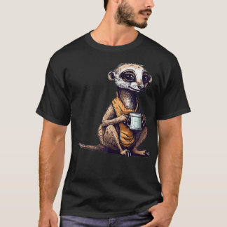 Meerkat Drinking Coffee Funny Cute Animal Meerkat T Shirt