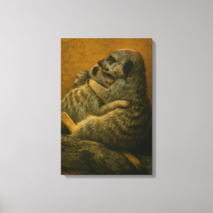 Meerkat Embrace - Heartfilt Wildlife Art-utskrift Canvastryck