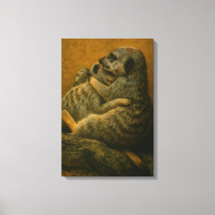 Meerkat Embrace - Heartfilt Wildlife Art-utskrift Canvastryck