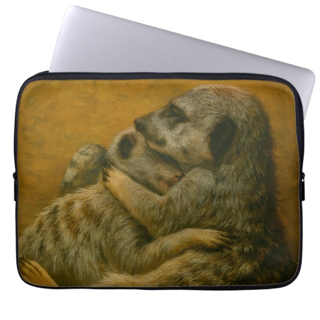 Meerkat Embrace - Heartfilt Wildlife Art-utskrift Laptop Fodral (Framsidan)