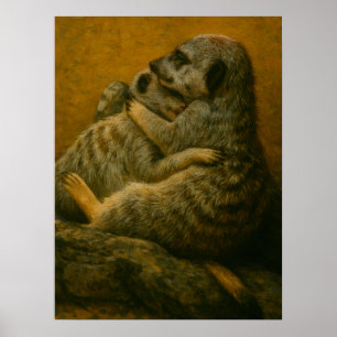 Meerkat Embrace - Heartfilt Wildlife Art-utskrift Poster