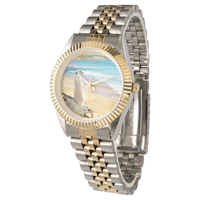 Meerkat Enjoying the Seaside. Armbandsur (Vinklad)