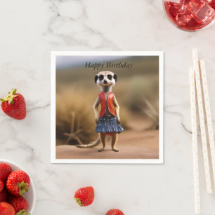 Meerkat Female Teenager i Skirt och Jacka. Pappersservett