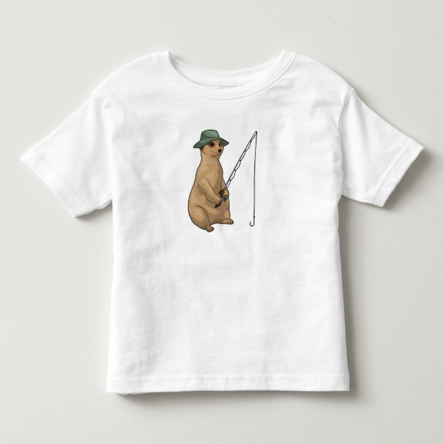 Meerkat Fishing Fisher Fishing Rod T Shirt (Framsida)