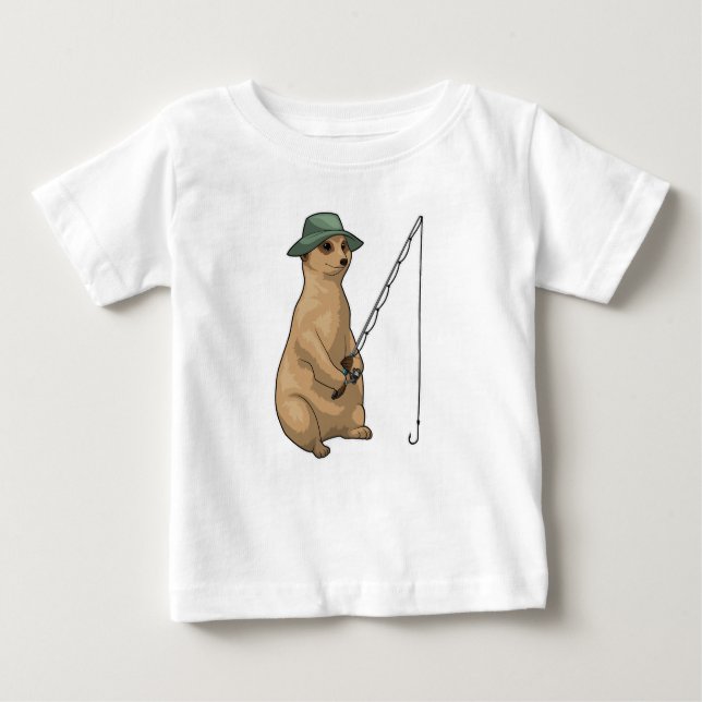 Meerkat Fishing Fisher Fishing Rod T Shirt (Framsida)
