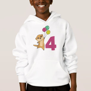 Meerkat Fjärde födelsedag: Kids Hoodie T Shirt