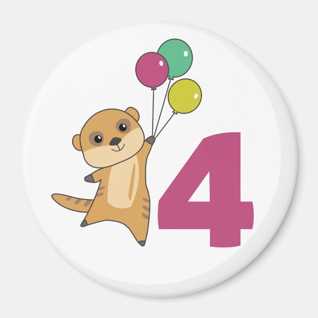 Meerkat Fjärde födelsedag: Kids Magnet (Framsidan)