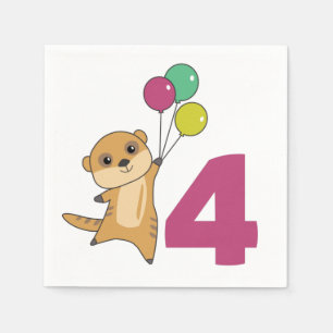 Meerkat Fjärde födelsedag: Kids Napkins Pappersservett