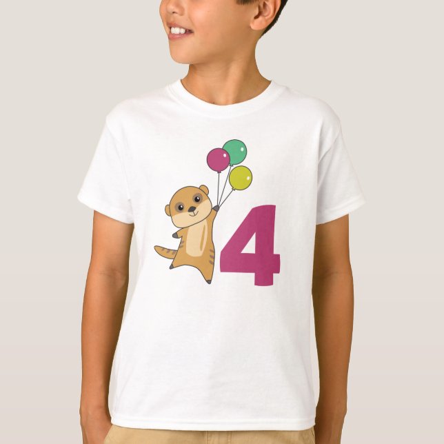 Meerkat Fjärde födelsedag: Kids T-Shirt (Framsida)