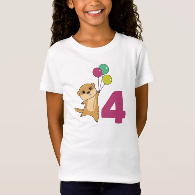 Meerkat Fjärde födelsedag: Kids T-Shirt (Framsida)