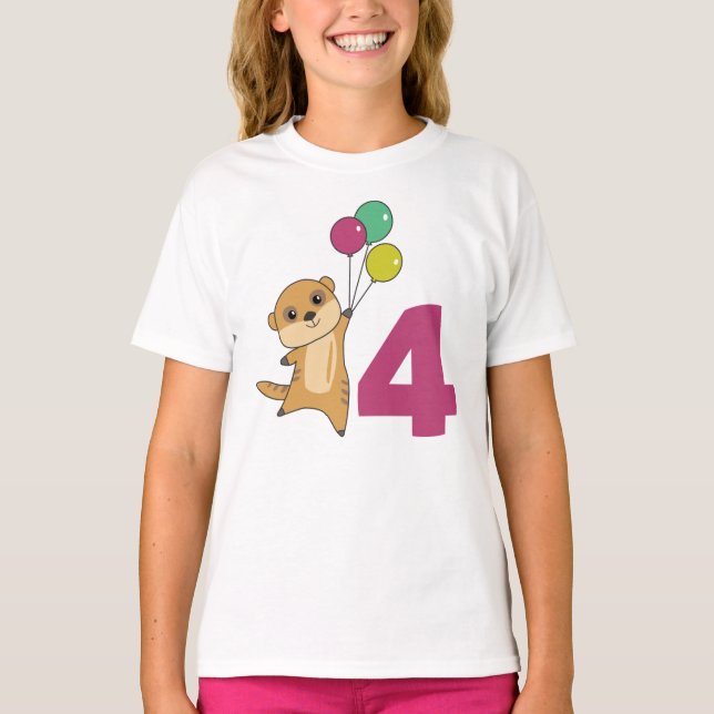 Meerkat Fjärde födelsedag: Kids T-Shirt (Framsida)