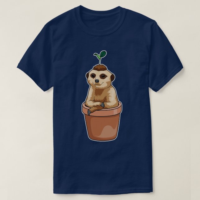 Meerkat Flower pot Plant T Shirt (Design framsida)
