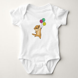 Meerkat flyger med ballonger och kutdjur för Baby T Shirt