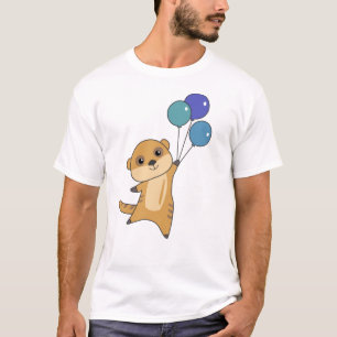 Meerkat flyger med ballonger och kutdjur för Baby T Shirt