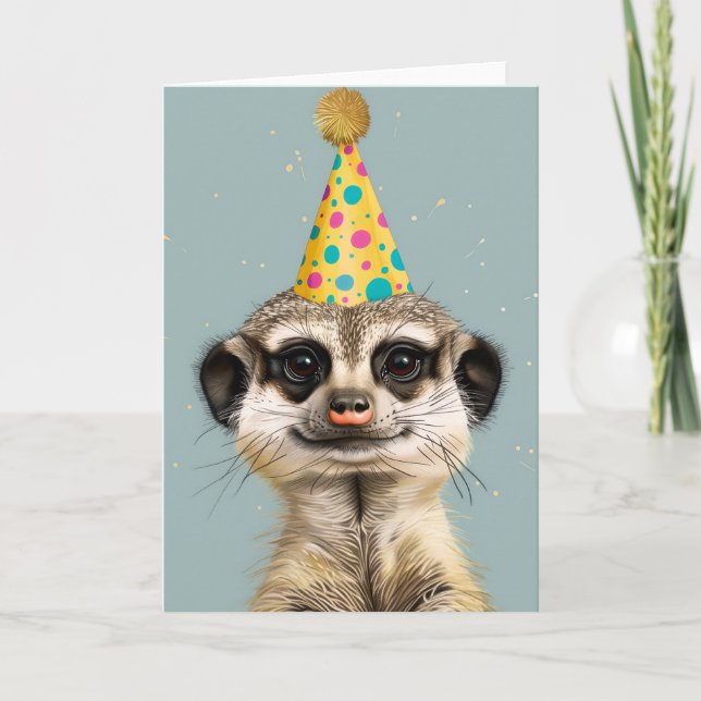 Meerkat Födelsedagsfest Greeting Card Tack Kort (Framsida)