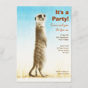 Meerkat Födelsedagsfest inbjudan