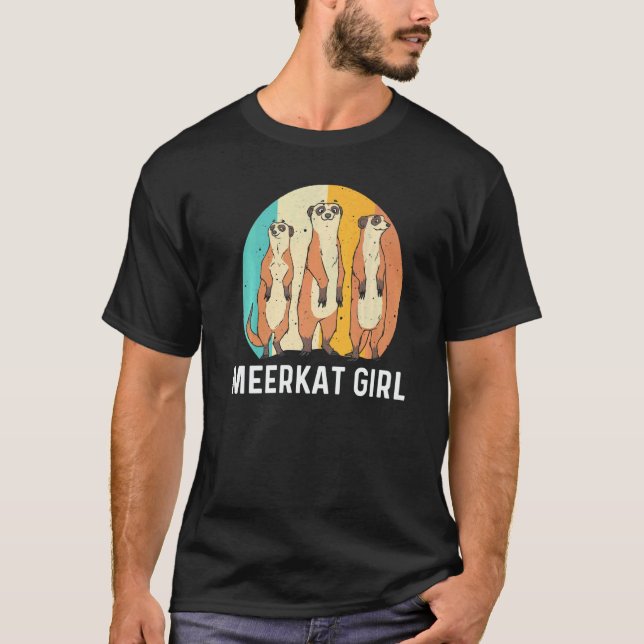 Meerkat For Girls Kids Retro Wildlife Zoo Animal T Shirt (Framsida)