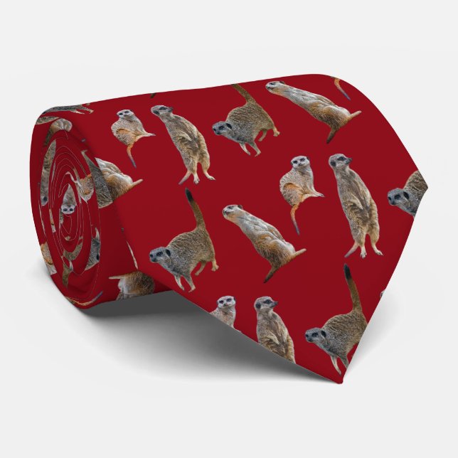 Meerkat Frenzy Tie Dubbla Sided Print (Burgundy) Slips (Rullad)
