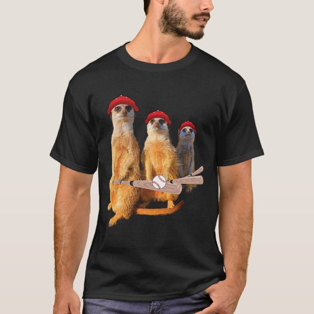 Meerkat Gang-familjen med Baseball Fladdermus Cap  T Shirt (Framsida)