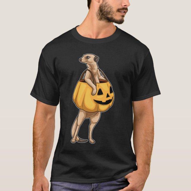 Meerkat Halloween Jack o lantern T Shirt (Framsida)