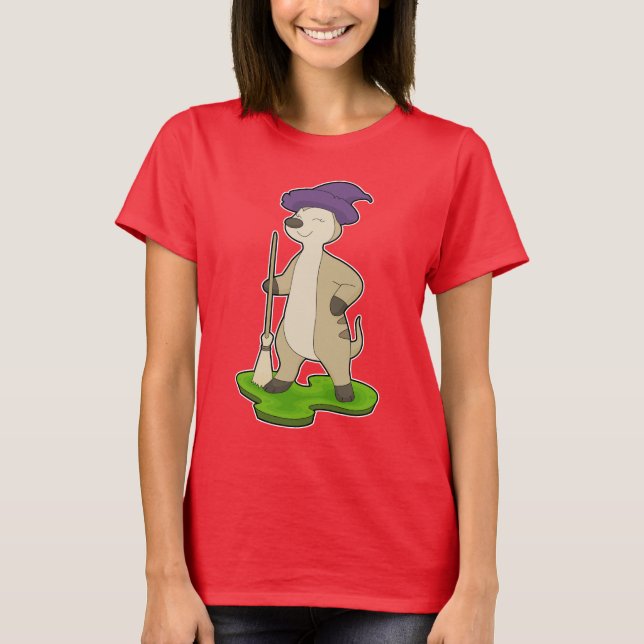 Meerkat Halloween Witch T Shirt (Framsida)