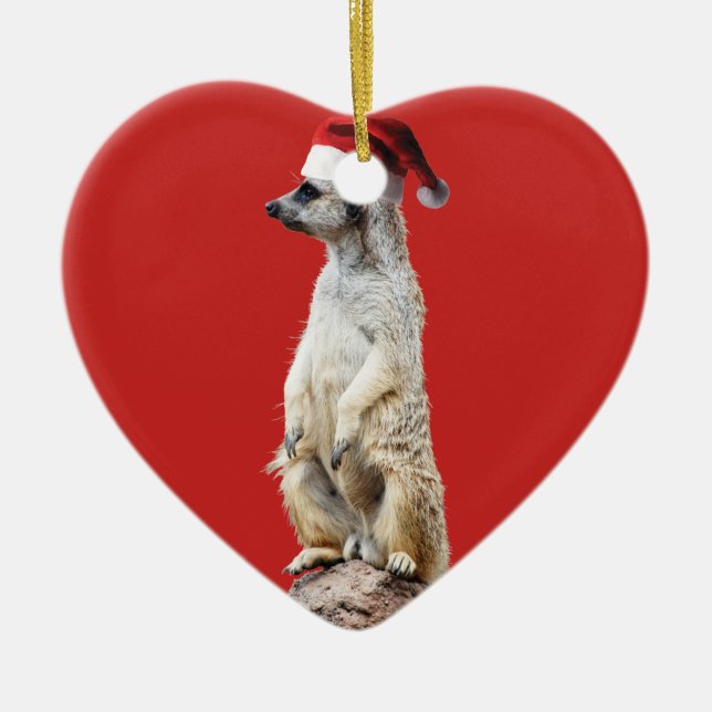 Meerkat i Santa Hat Julgransprydnad Keramik (Framsidan)