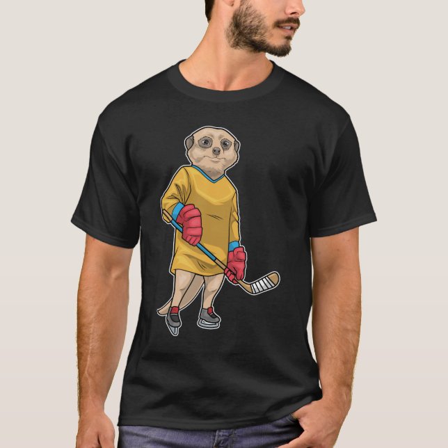 Meerkat Ice hockey Ice hockey stick Sports T Shirt (Framsida)