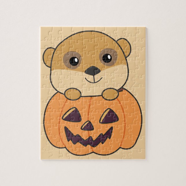 Meerkat in Pumpkin Cute Animals Happy halloween Ji Pussel (Vertikal)