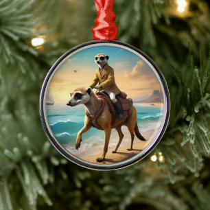 Meerkat Jockey på en Meerkat Horse Julgransprydnad Metall