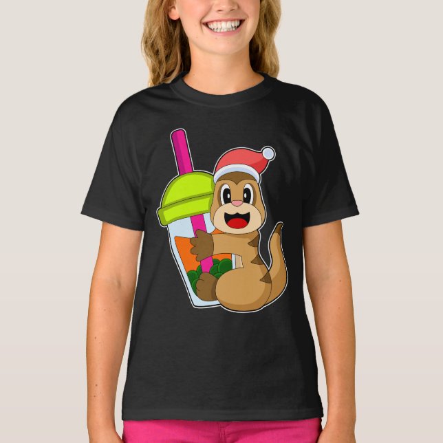 Meerkat jul Bubble tea T Shirt (Framsida)