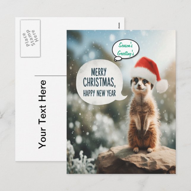 Meerkat jul Cheer Santa Helg Vykort (Fram/baksida)