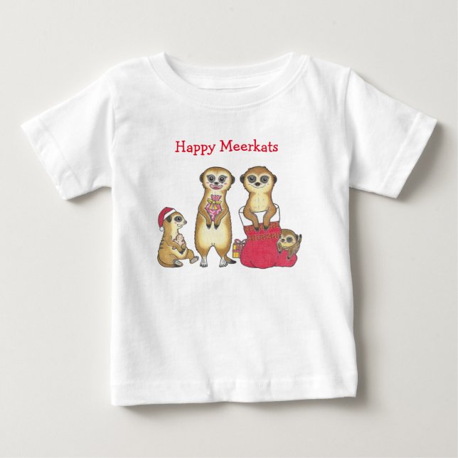 Meerkat jul Helgdag Baby T-Shirt (Framsida)
