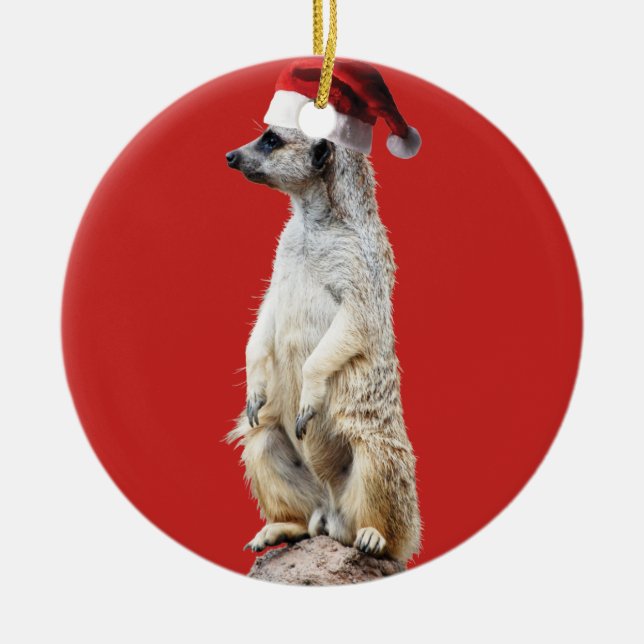 Meerkat Jultomten Julgransprydnad Keramik (Framsidan)