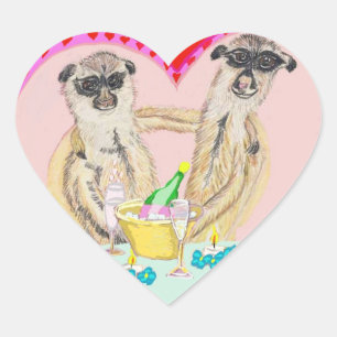 Meerkat Kärlek Hjärtformat Klistermärke