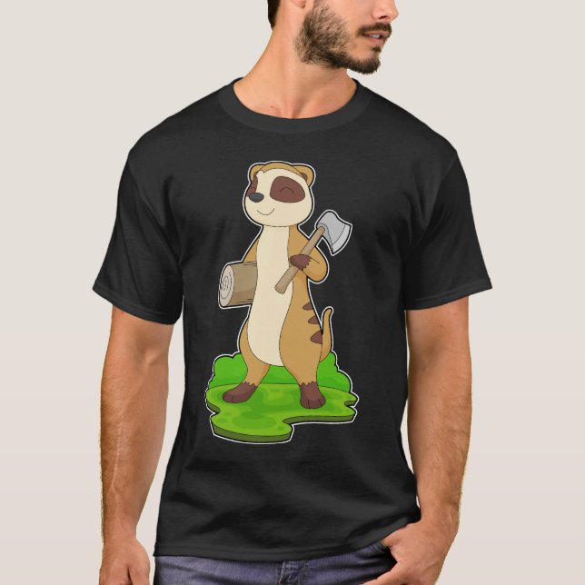 Meerkat Lumberjack Ax T Shirt (Framsida)